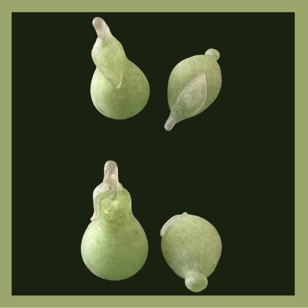 ITALIAN GLASS PEAR LEMON 2 PIECE VINTAGE DECOR COFFE TABLE
